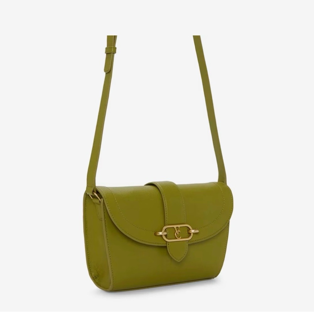 Vince Camuto-Luxury Olive Green Leather Shoulder Bag – Gold Hardware Accent - Picture 3 of 8